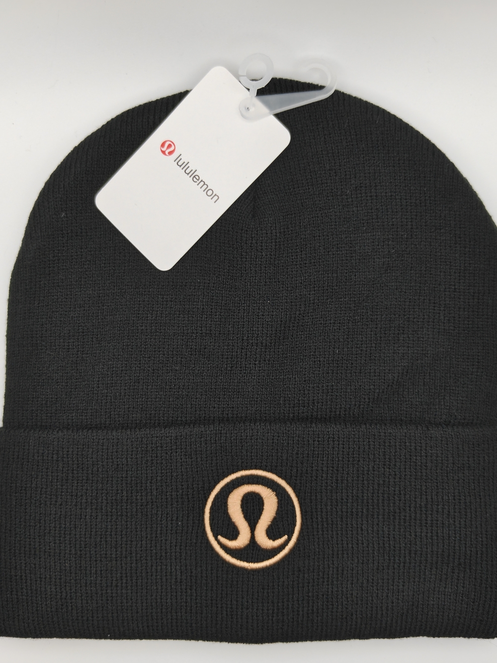 lululemon athletica Black Beanie with Peach Logo